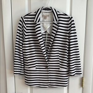 Banana Republic Black and White Striped Blazer Jacket